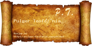 Pulger Teofánia névjegykártya
